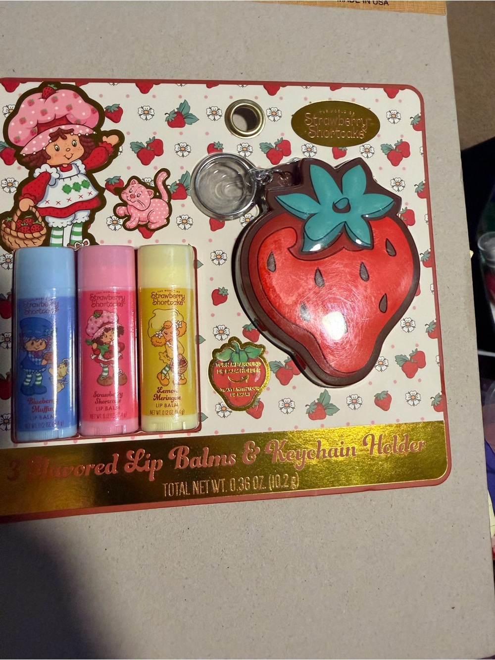 Red Strawberry Keychain/lipbalm holder NWT A76